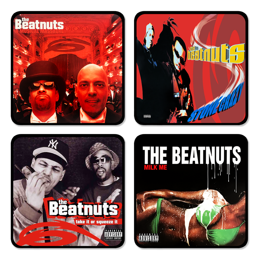 The Beatnuts Album Cover Drink Coaster Set – The Psycho Les Shop The Beatnuts Album Cover Drink Coaster Set – The Psycho Les Shop